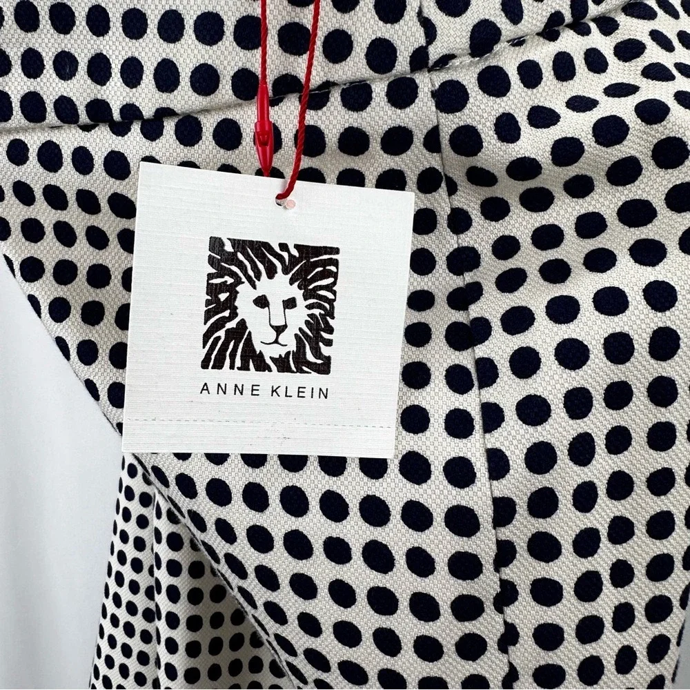 Navy Blue Polka Dot Dress Pants‎ Anne Klein Women's Size 10 White Office Casual - Picture 6 of 16